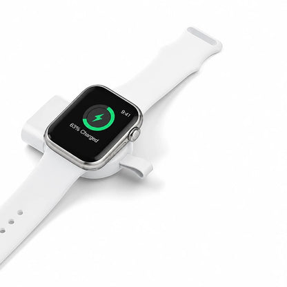 Chargeur de montre connectée portable Zénithia blanc ultra-compact pour recharge sans fil en déplacement